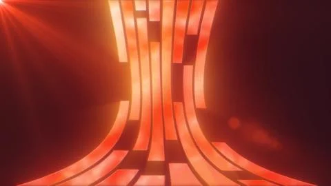 Abstract metallic red orange glowing shiny lines and stripes in rays of lig.. Stock Illustration