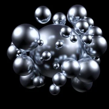 Abstract metallic shape ball. 3d illustration, 3d rendering. Stock Illustration