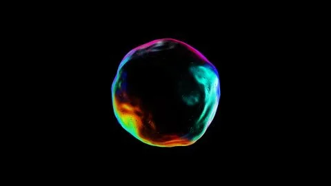 Abstract Metallic shape with colorful reflections 3d render Stock Illustration