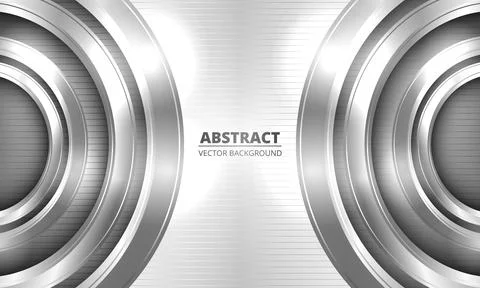 Abstract metallic silver 3d circles on striped background. Stock Illustration