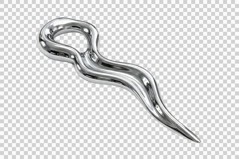 Abstract metallic silver object fluid shape flowing curves smooth shiny ref.. 스톡 일러스트
