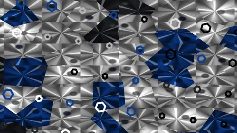 Abstract Metallic Texture with Blue Geometry in Studio Lighting Stock Footage 328299122