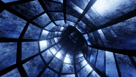 Abstract metallic tunnel background with metallic squares. Seamless animation Stock Footage 194723255