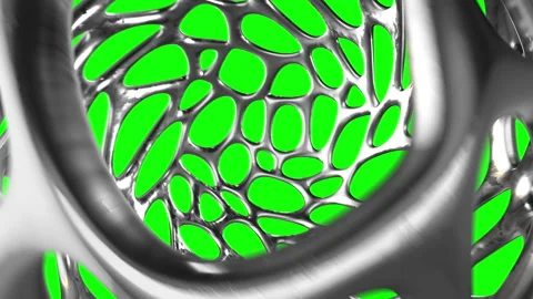 Abstract metallic voronoi geometric structure seamless animation on green screen Stock Footage 333056787
