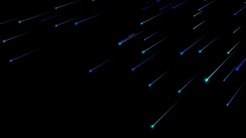 Abstract meteor shower of glowing blue light streaks Stock-Footage 336049623