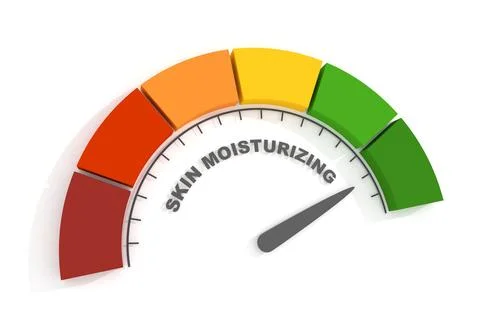 Abstract meter read level of skin moisturizing result. 3D render Stock Illustration