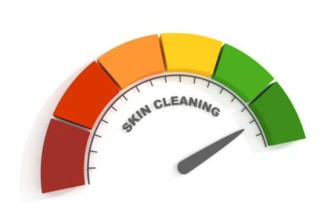 Abstract meter read level of skin cleaning result. 3D render Stock Illustration