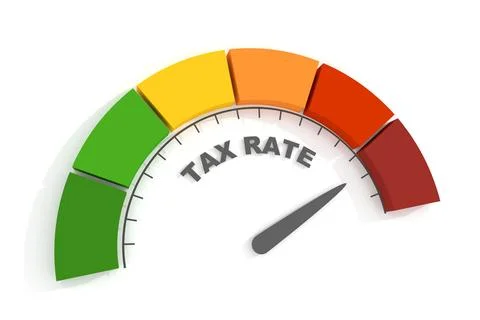 Abstract meter read level of tax rate result. 3D render Stock Illustration