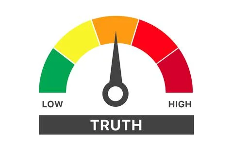 Abstract meter read level of truth result. Color scale with arrow. The measuring Stock Illustration