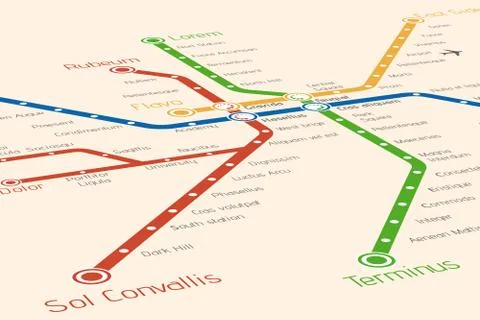 Abstract  metro or subway map design template. Stock Illustration