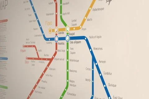 Abstract  metro or subway map design template. Stock Illustration