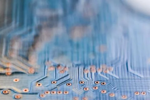 Abstract micro chip cyber circuit modern technology background Stock Photos
