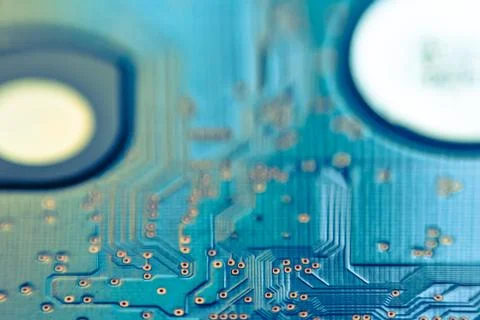 Abstract micro chip cyber circuit modern technology background Stock Photos