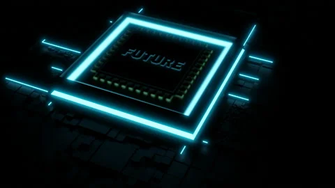 Abstract micro chip with the word future. Design. Visualization of a modern Stock Footage 220305769