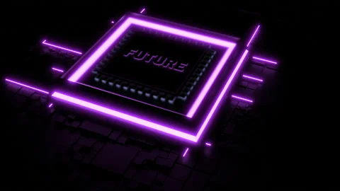 Abstract micro chip with the word future. Design. Visualization of a modern Stock Footage 220360881