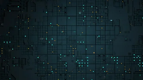 Abstract microchip background processing data. Loop sequence. 3D Animation Stock Footage 265082339