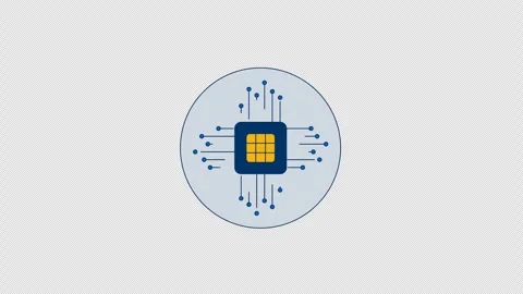 Abstract microchip circuit 2D cartoon round sticker object animation Stock Footage 312201837