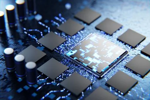 Abstract microchip. Conventional technologies. New microprocessor. Memory c.. Illustrazione stock