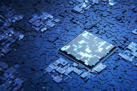 Abstract microchip. Conventional technologies. New microprocessor. Computer.. Ilustración de archivo