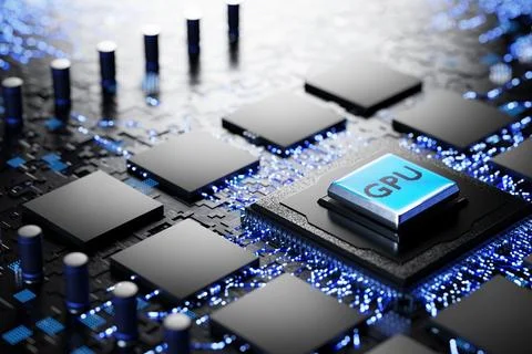Abstract microchip. Conventional technologies. New video processor. Memory .. Stock Illustration