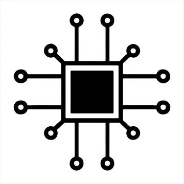 Abstract Microchip Processor Icon with Circuit Connections - Technology Vec.. Stock Illustration