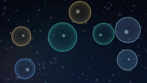 Abstract microscopic cells merging and dividing, loopable cellular division and Vídeo Stock 344915271
