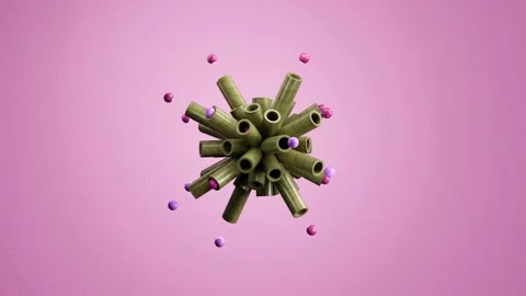 Abstract microscopic structure rotates slowly with floating particles Stock Footage 327594514