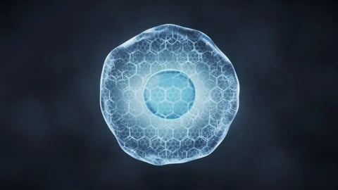 Abstract microscopic view of a vibrant blue human cell pulsating with hexag.. 스톡 동영상 327249541