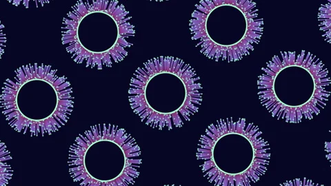 Abstract microscopic virus particles floating on dark background, medical Stock Footage 333149138
