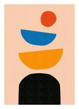 Abstract mid century poster. Boho contemporary wall art, modern print, fashion Stock Illustration