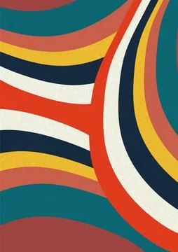 Abstract mid century poster with geometric shapes. Modern liquid boho minim.. 스톡 일러스트