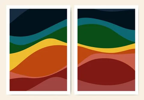 Abstract mid century posters with geometric shapes. Modern liquid boho minima 스톡 일러스트
