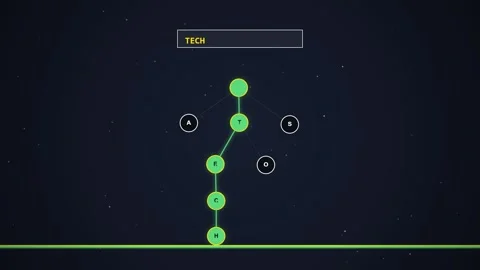 Abstract Mind Map Game: Letter Puzzle and Strategy on Dark Background Stock Footage 348423023
