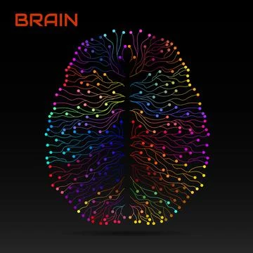 Abstract mind with two hemispheres, brain of colorful lines. Vector illustrat Stock Illustration