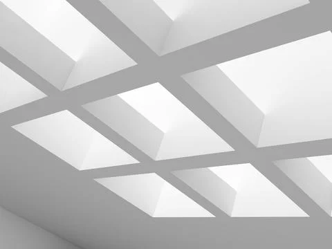 Abstract minimal architectural background. 3d white skylight design Illustrazione stock