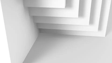 Abstract minimal architectural background, corner of white wall and stairs .. Stock Illustration