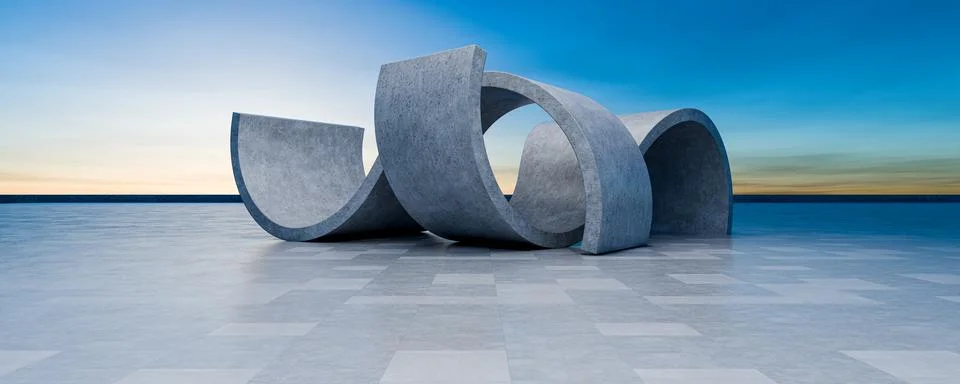 Abstract minimal architectural background. Empty wide space with neon light.. 스톡 일러스트