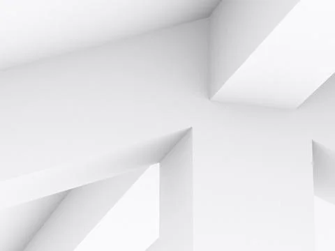 Abstract minimal architectural background. White geometric 3d render 스톡 일러스트