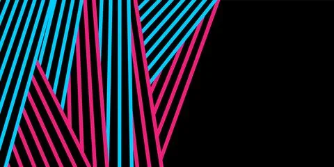 Abstract minimal background with blue, pink and black stripes 스톡 일러스트