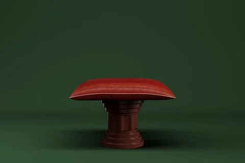 Abstract minimal background. Cylindrical platform with leather pillow on anci Stock Illustration