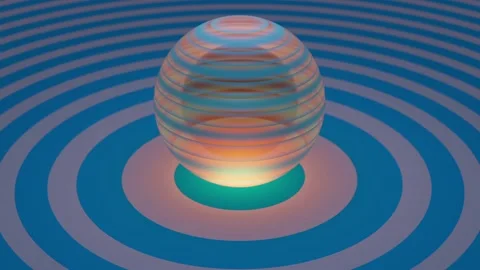 Abstract Minimal Background With Glowing Striped Sphere Stock Footage 170286159