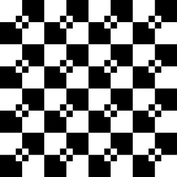 Abstract minimal checkered pattern with mosaic of squares. Monochrome repeata Stock Illustration