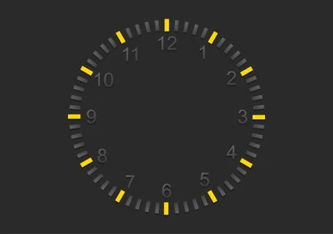 Abstract minimal clock on dark wall Stock Illustration