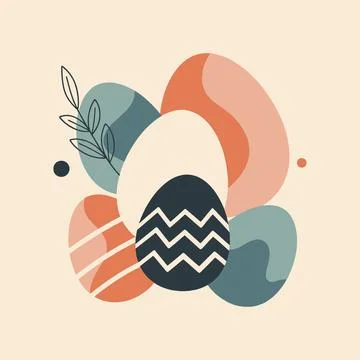 Abstract Minimal Easter Eggs With Organic Shapes And Pastel Colors Illustrazione stock