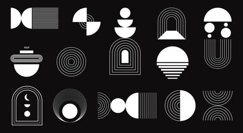 Abstract minimal element mid century vector set. Aesthetic contemporary str.. 스톡 일러스트