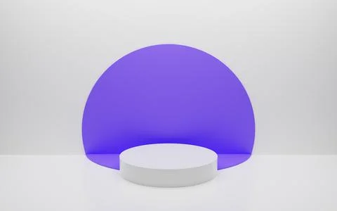 Abstract minimal empty podium with circle details on the wall. Empty room con Stock Illustration