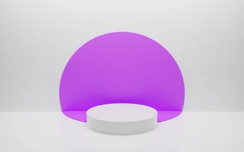 Abstract minimal empty podium with circle details on the wall. Empty room con Stock Illustration