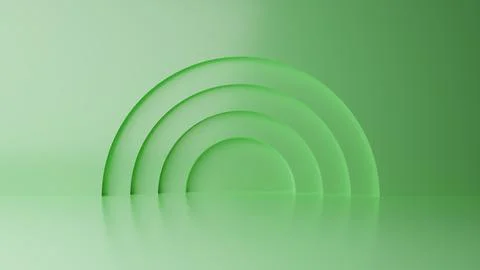 Abstract minimal empty podium with circle details on the wall. Empty room con Stock Illustration