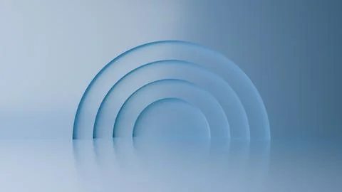 Abstract minimal empty podium with circle details on the wall. Empty room con Stock Illustration