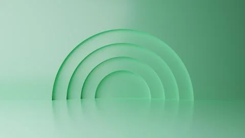 Abstract minimal empty podium with circle details on the wall. Empty room con Stock Illustration